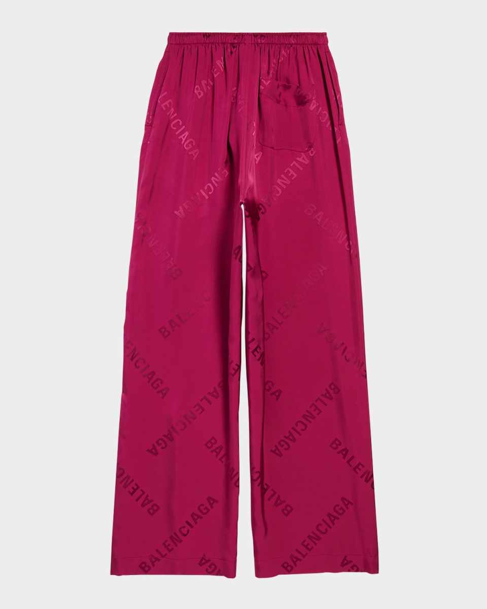 Logo Jacquard Wide-Leg Pajama Pants